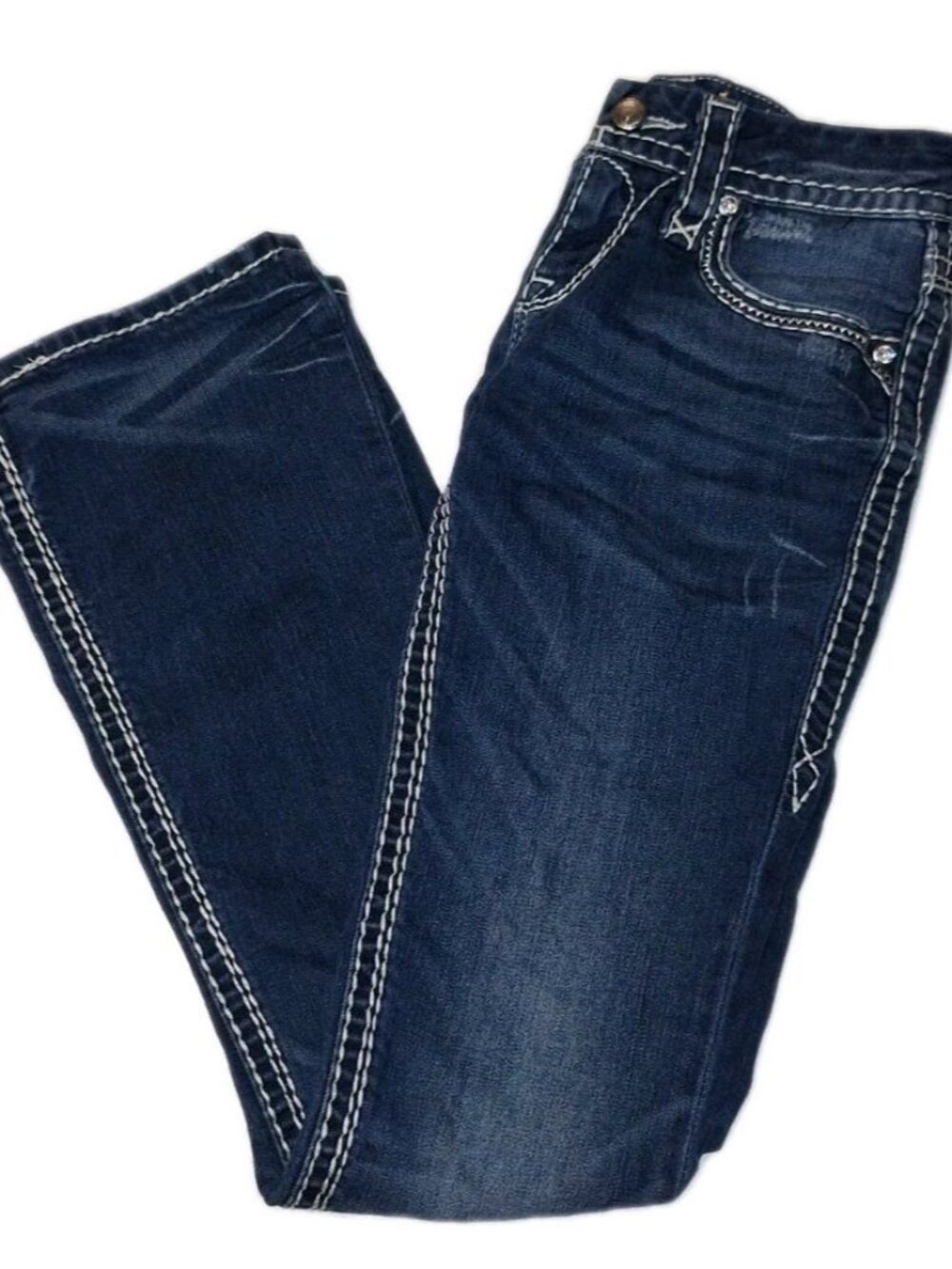 Rock Revival Women's 25 Luiza Boot Cut Jeans Blue Denim Thick Stitch